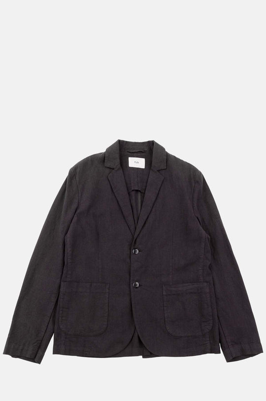 Cotton Linen Blazer Soft Black