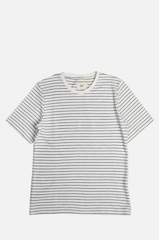 SS Textured Stripe T-Shirt Ecru/Olive