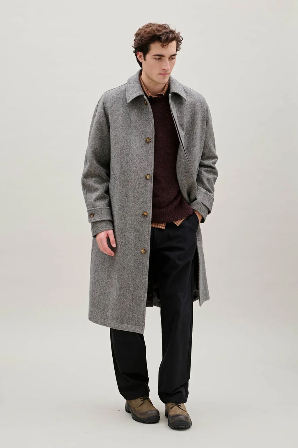 Pine Wool Coat Grey Herringbone