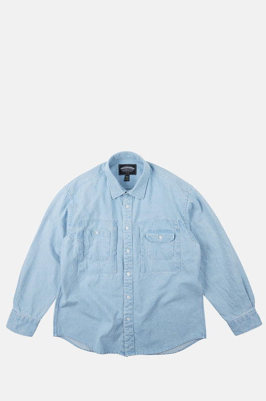 Bleach Denim Utility Shirt Light Blue