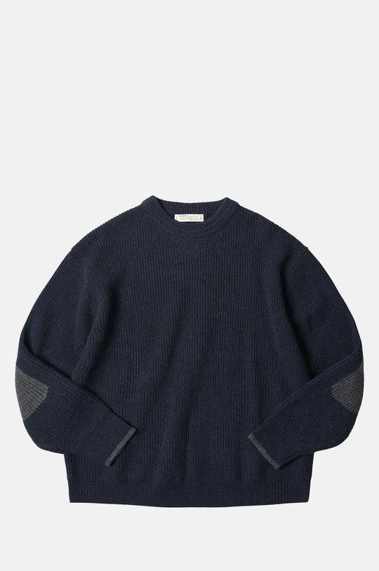 Patch Round Pullover Knit Navy