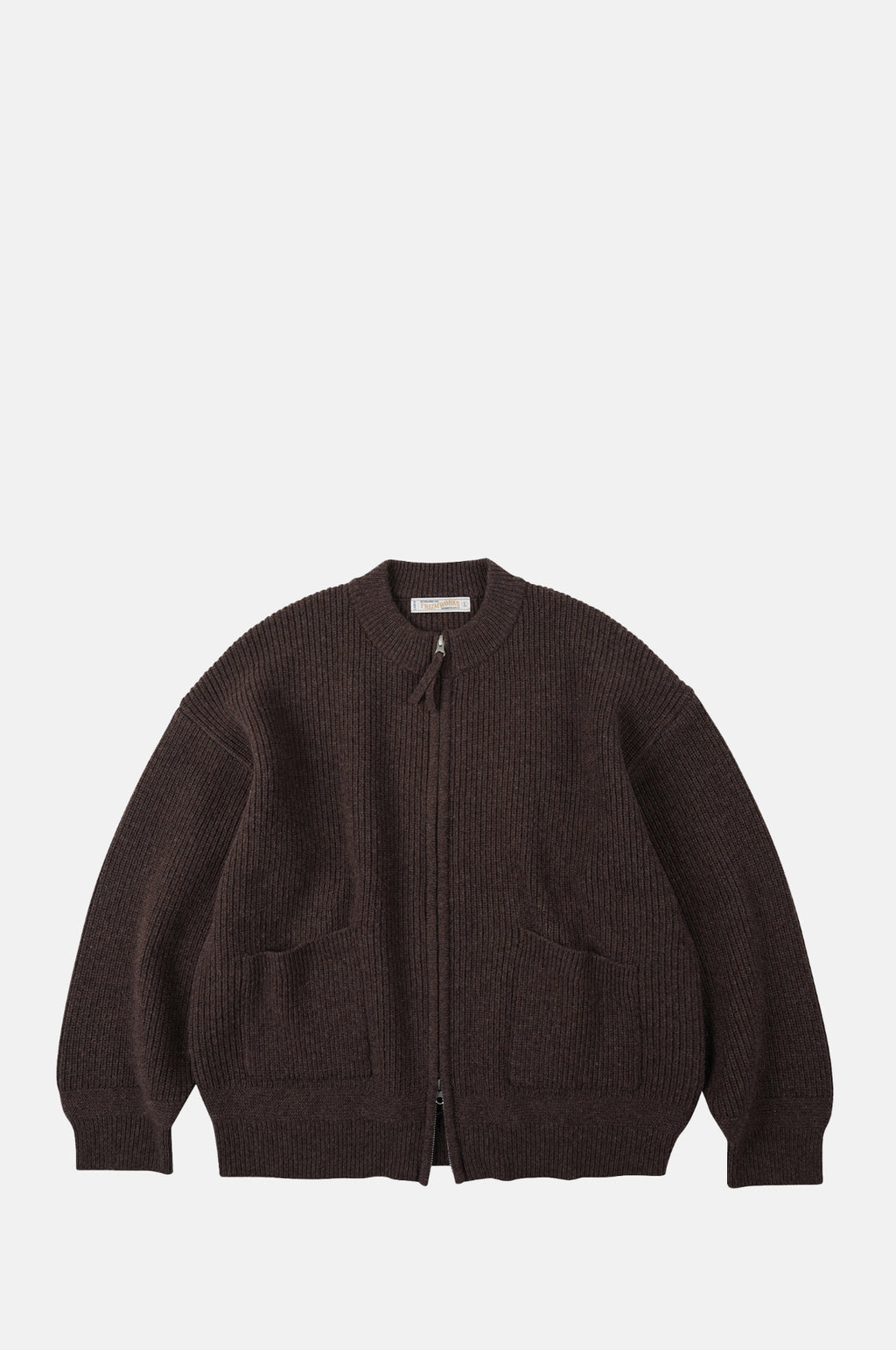 Frimworks Wool Deck Zipup Cardigan Choco Brown.
