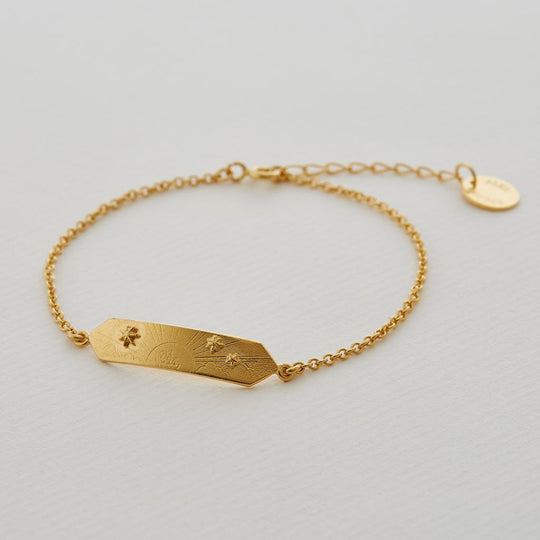 A.M. Sail into the Sunset Engraved I-D Bracelet Gold