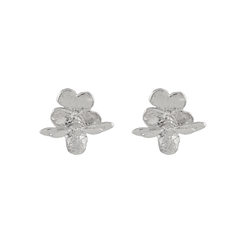 A.M. Forget Me Not Stud Earrings with Itsy Bitsy Bee Silver