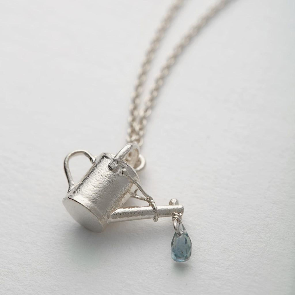 A.M. Watering Can Necklace with Blue Sapphire Silver