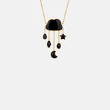 Grainne Morton Cloud and Rain Chain Drop Jet Necklace.