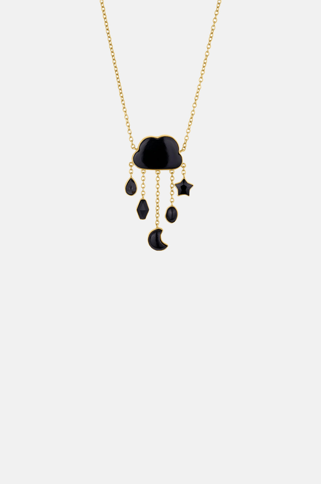 Grainne Morton Cloud and Rain Chain Drop Jet Necklace.