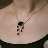 Cloud and Rain Chain Drop Jet Necklace