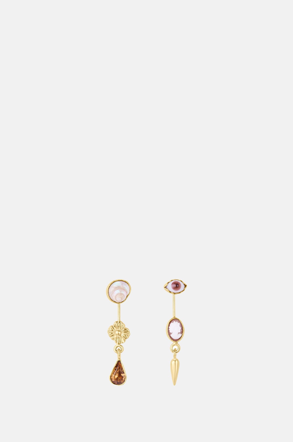 Grainne Morton Double Detachable Victorian Drop Brown Cameo Earrings.