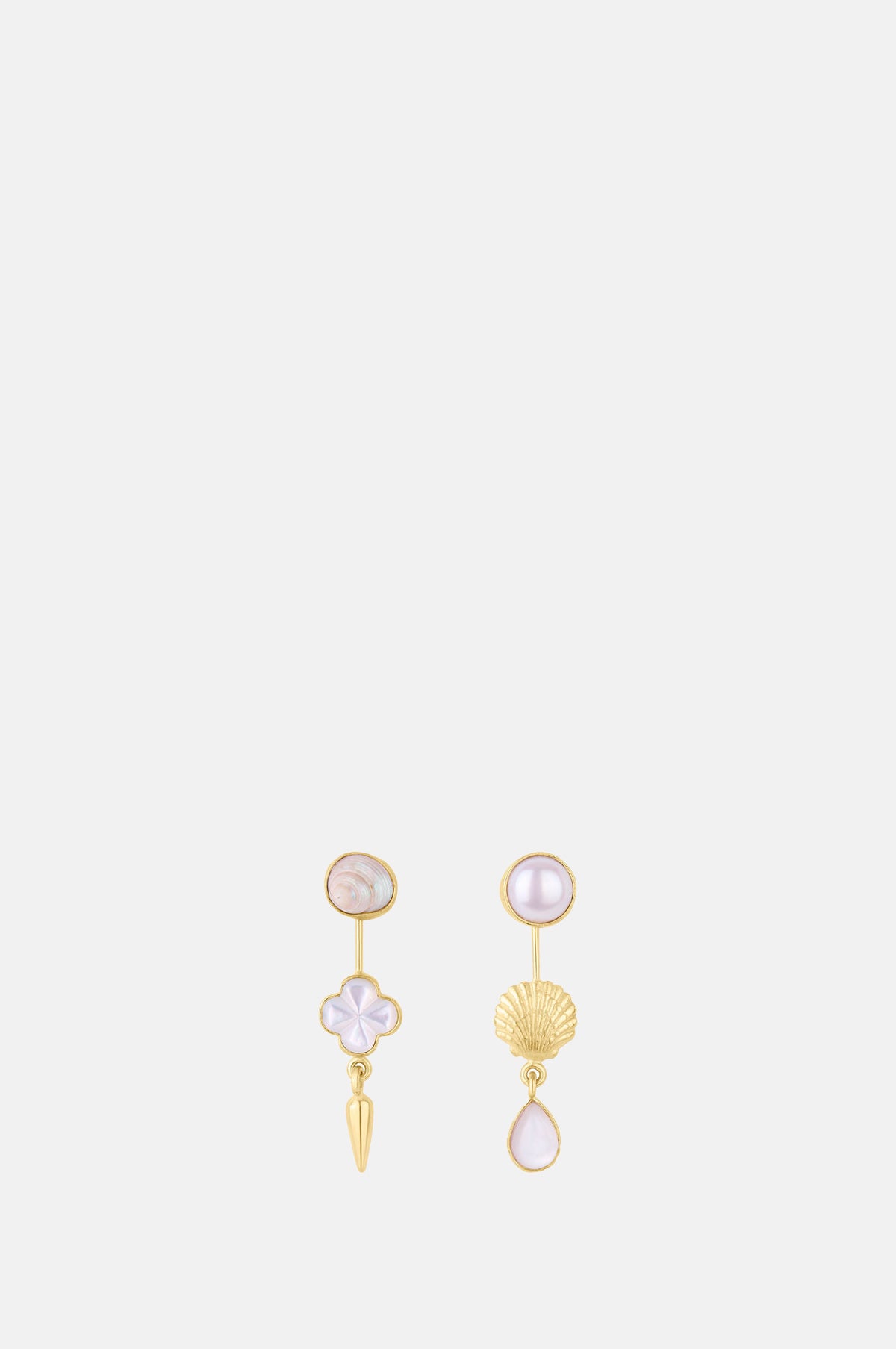 Grainne Morton Double Detachable Victorian Drop Mother of Pearl Earrings.