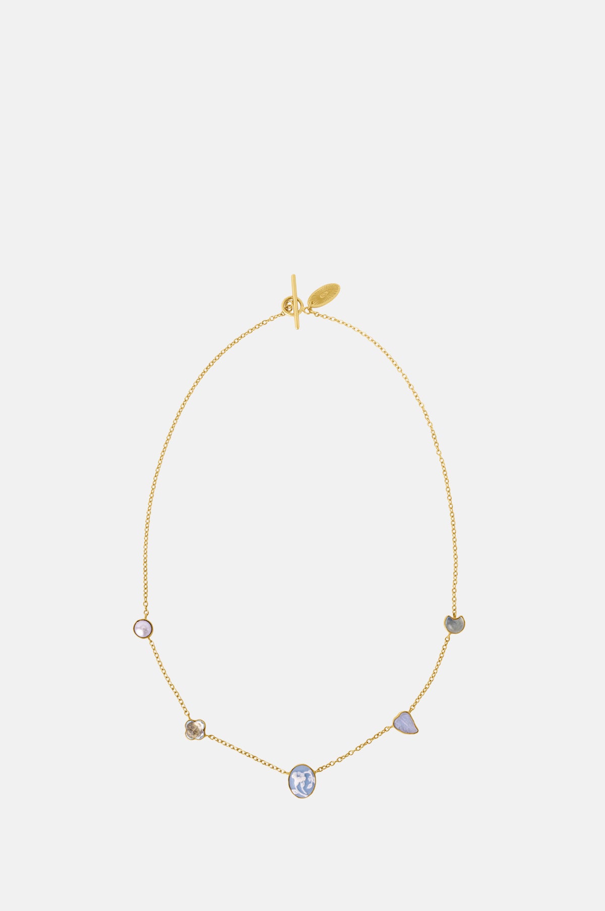 Grainne Morton Five Mini Charm Blue Cameo Necklace.