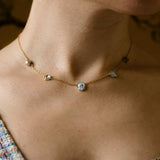 Five Mini Charm Blue Cameo Necklace
