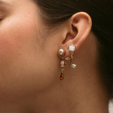 Flower Drop Pearl Earrings