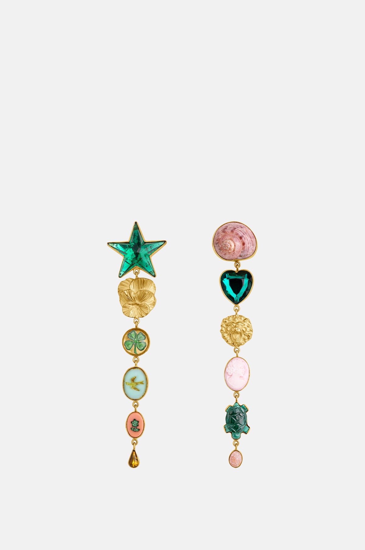 Grainne Morton Green Heart and Star Earrings.