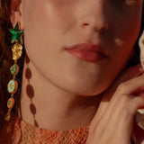 Green Heart and Star Earrings