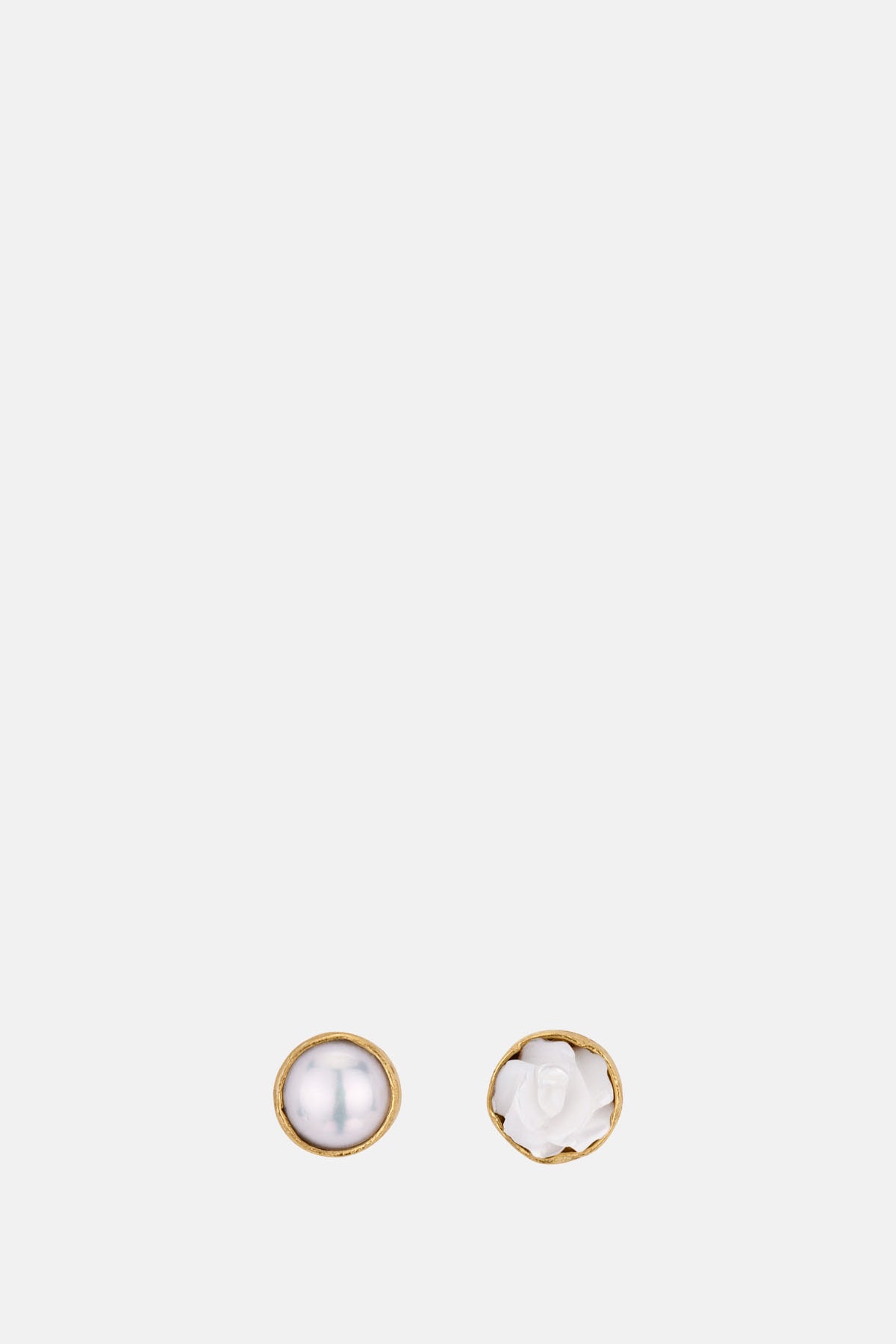 Grainne Morton Mismatched Pearl Flower Stud Earrings.