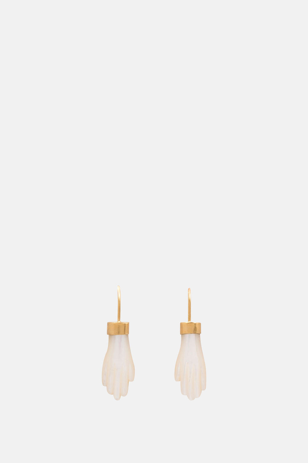 Grainne Morton Pearl Hand Hook Earrings.