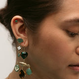 Three Charm Moving Drop Aventurine Earrings