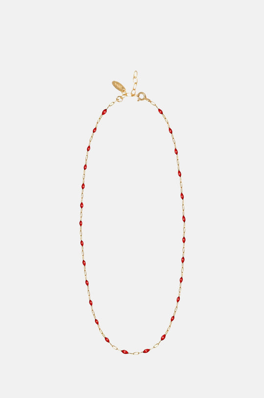 Red Enamel Chain Necklace 50cm
