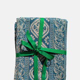 Folk Stripe Linen Tablecloth Blue