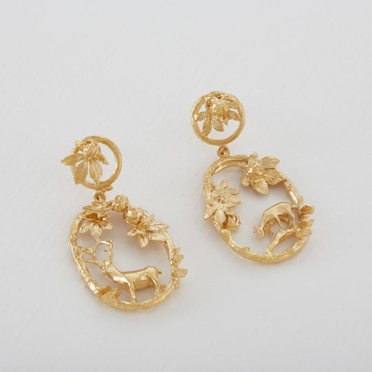A.M. Doe & Stag Loop Drop Earrings Gold