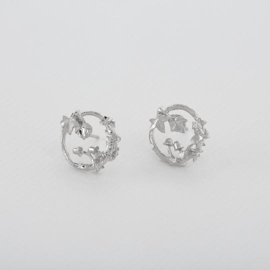A.M. Woodland Loop Stud Earrings Silver