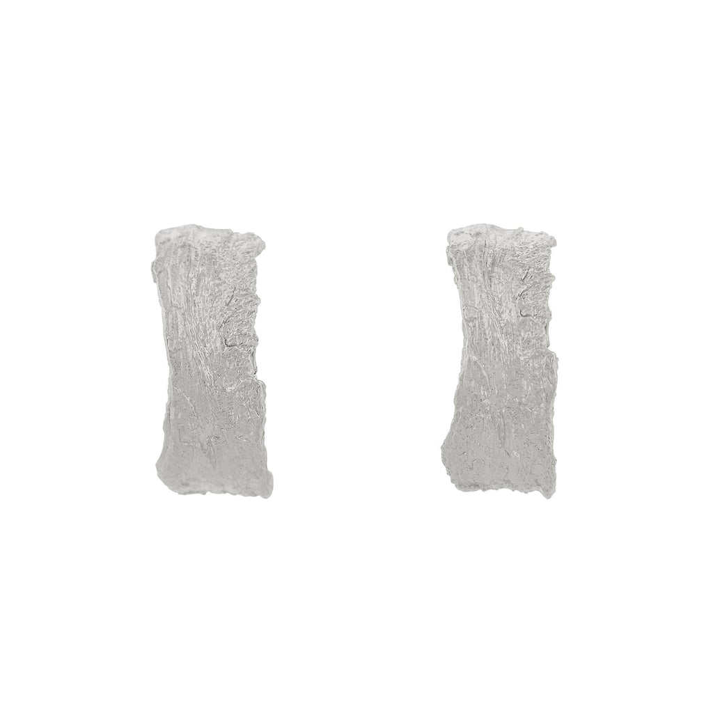 A.M. Wide Bark Hoop Earrings Silver