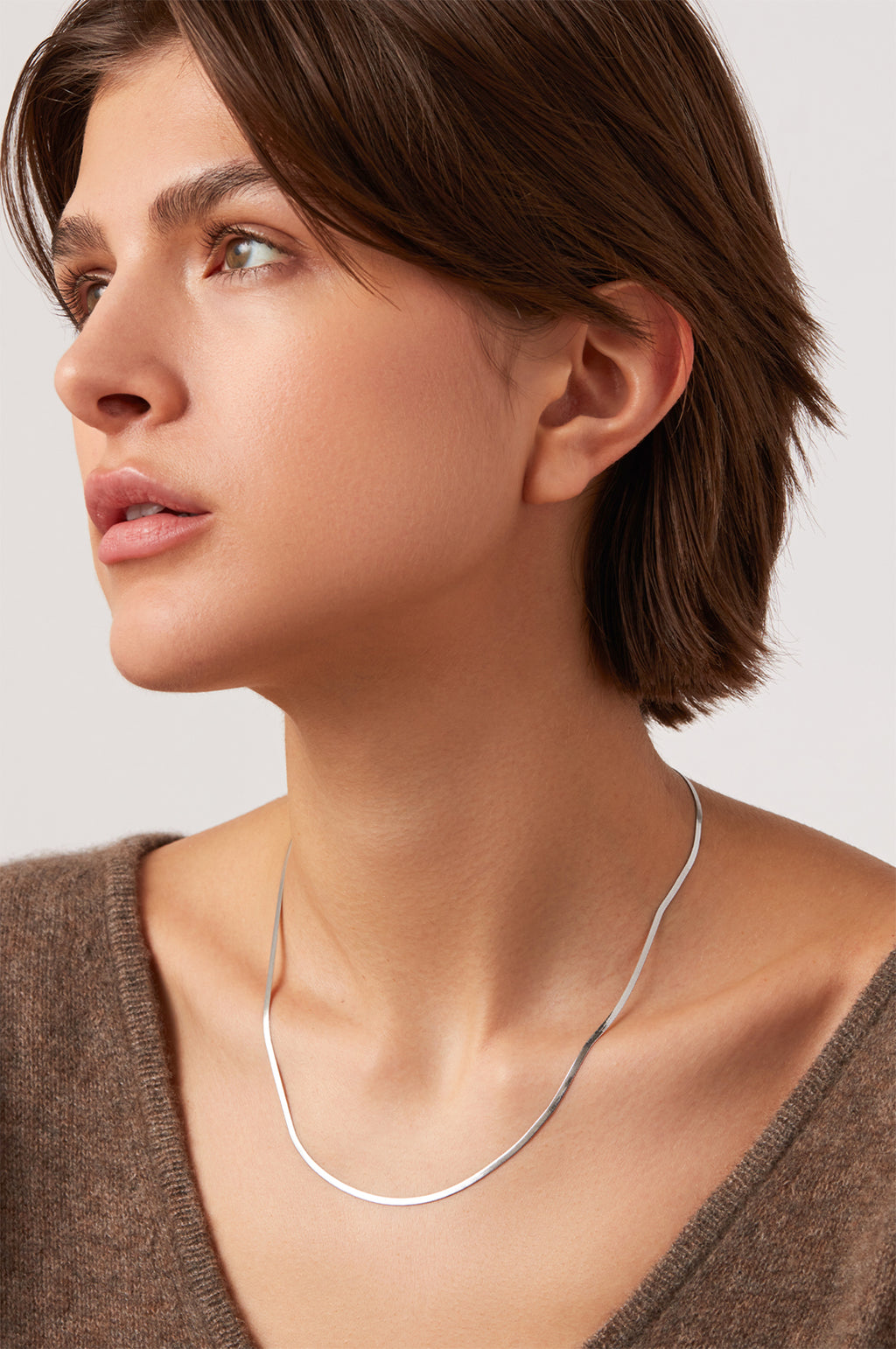 Zeina Slim Silver Chain Necklace