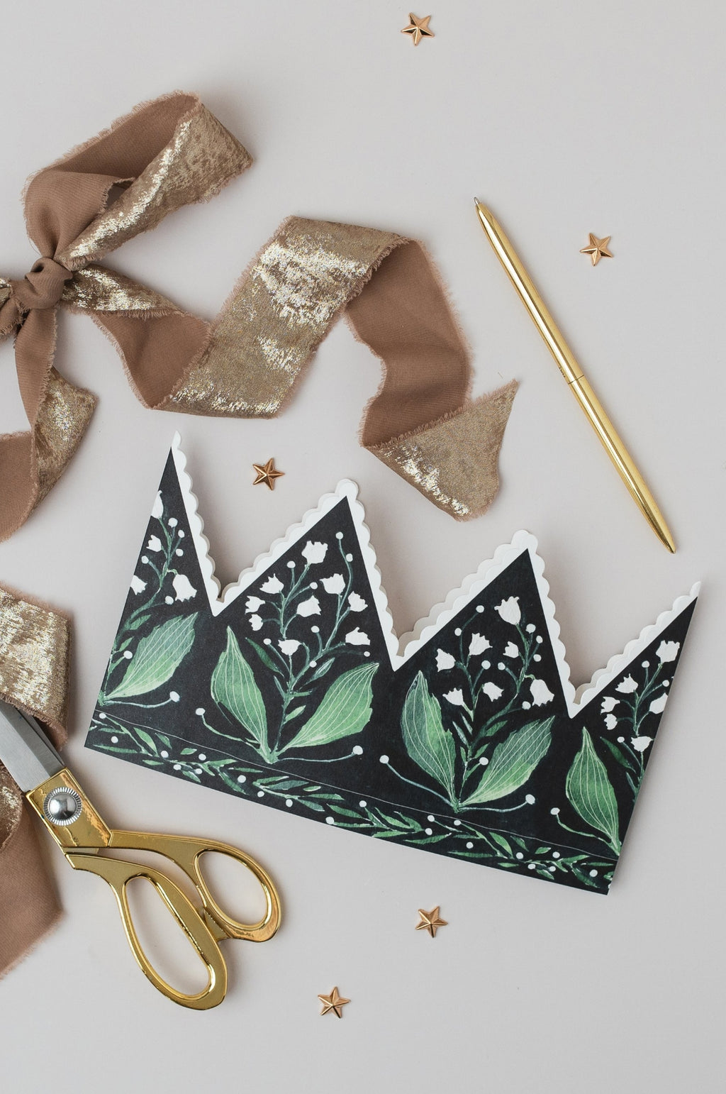 Botanical Party Hat Crown Card Lily of the Valley