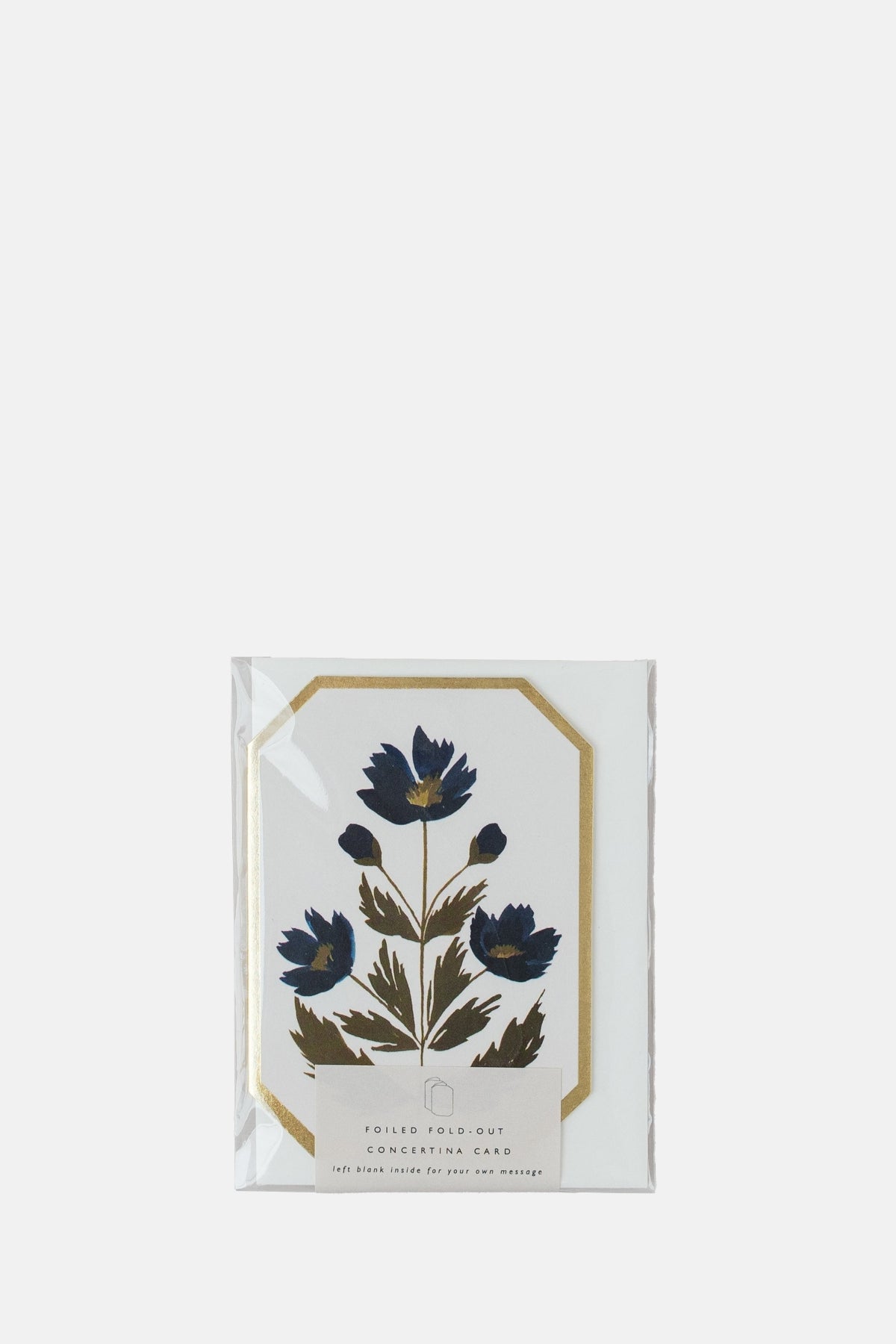 Katie Housley Concertina Botanical Blue Flower Die Cut Mini Card.