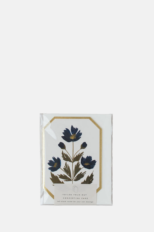 Concertina Botanical Blue Flower Die Cut Mini Card