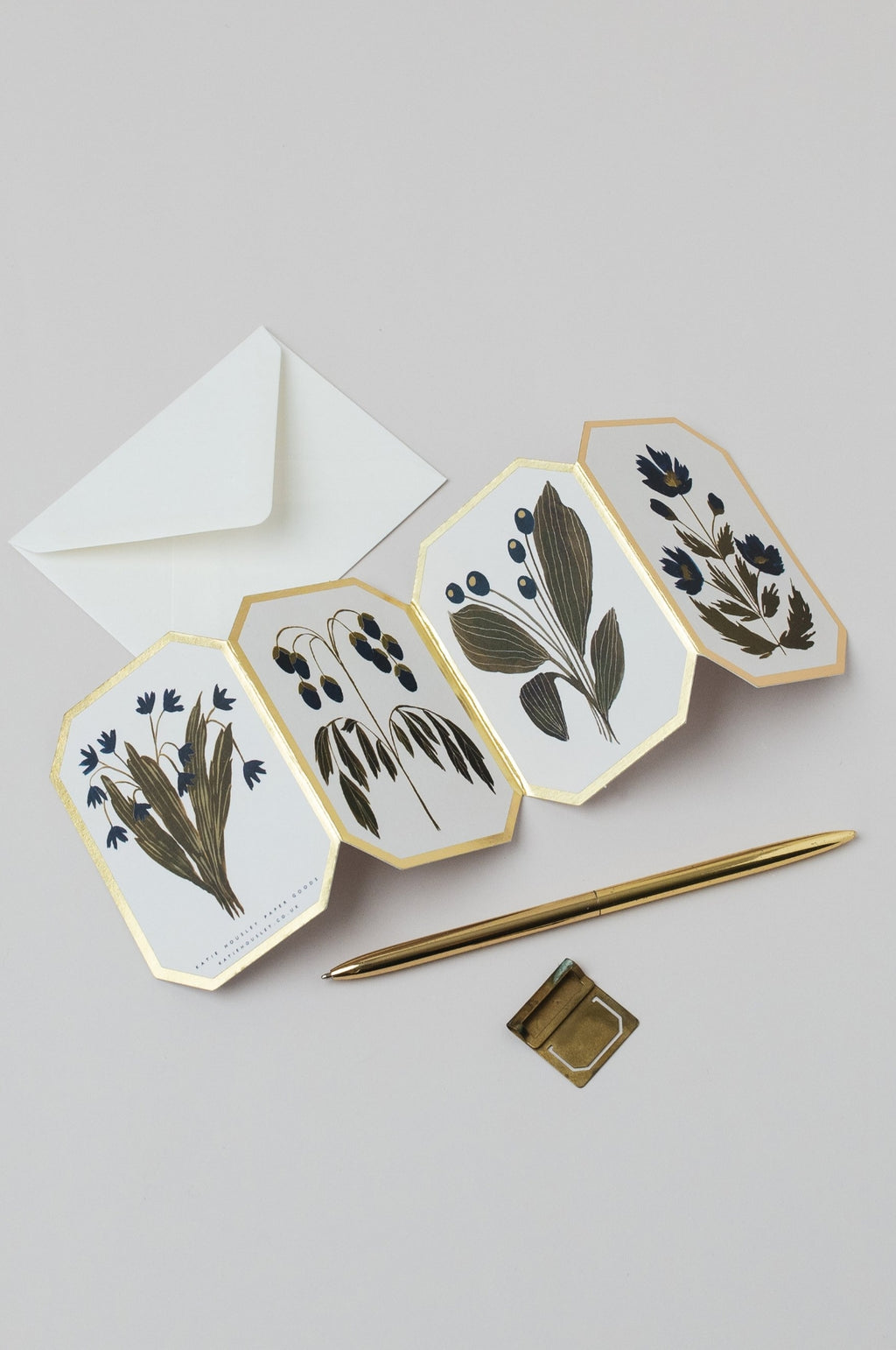 Concertina Botanical Blue Flower Die Cut Mini Card