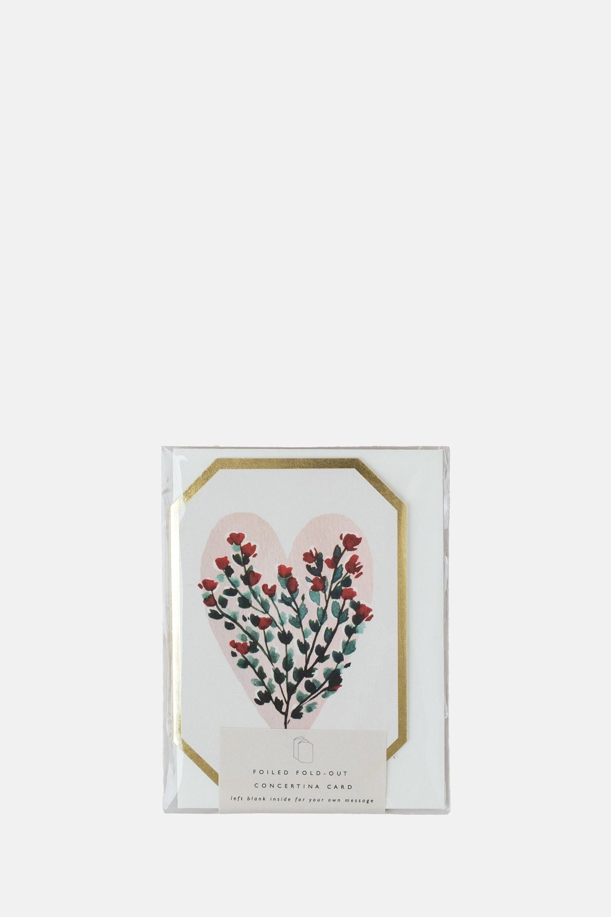 Katie Housley Concertina Botanical Heart Floral Die Cut Mini Card.