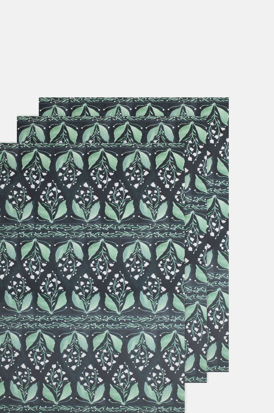Lily of the Valley Botanical Wrapping Paper Set of 3 Sheets