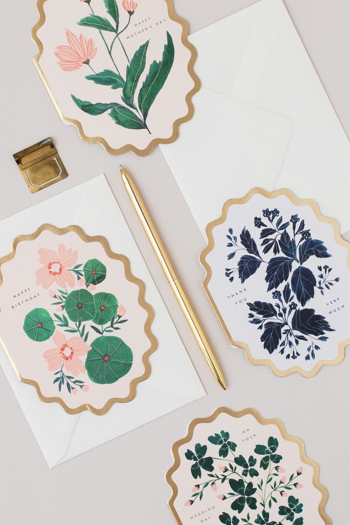 On Your Wedding Day Botanical Scallop Die Cut Card