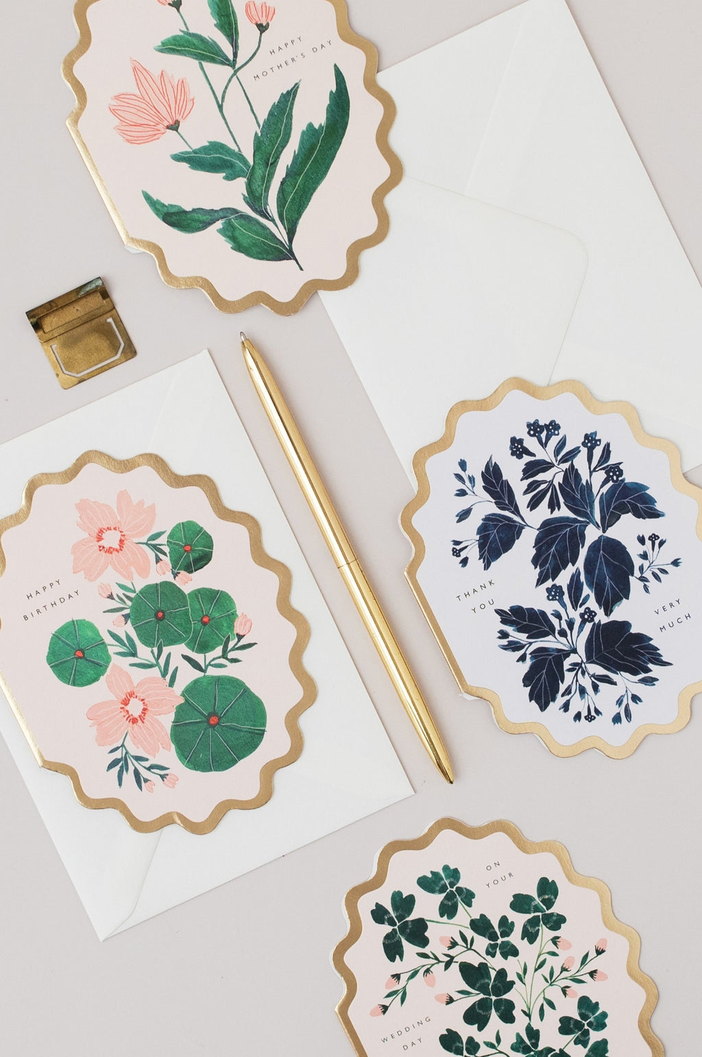 On Your Wedding Day Botanical Scallop Die Cut Card