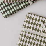 Tulip Diamond Green Harlequin Wrapping Paper Set of 3 Sheets