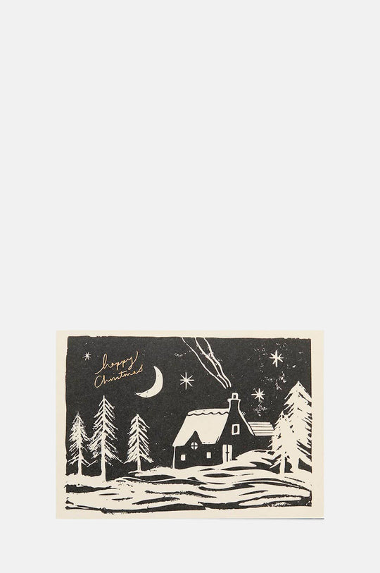 Lino Cut Happy Christmas Card