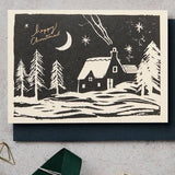 Lino Cut Happy Christmas Card