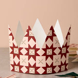 Pack of 6 Green & Red Quilt Pattern Christmas Crown Cards