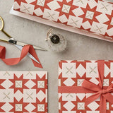 Red Quilt Pattern Wrapping Paper Set of 3 Sheets