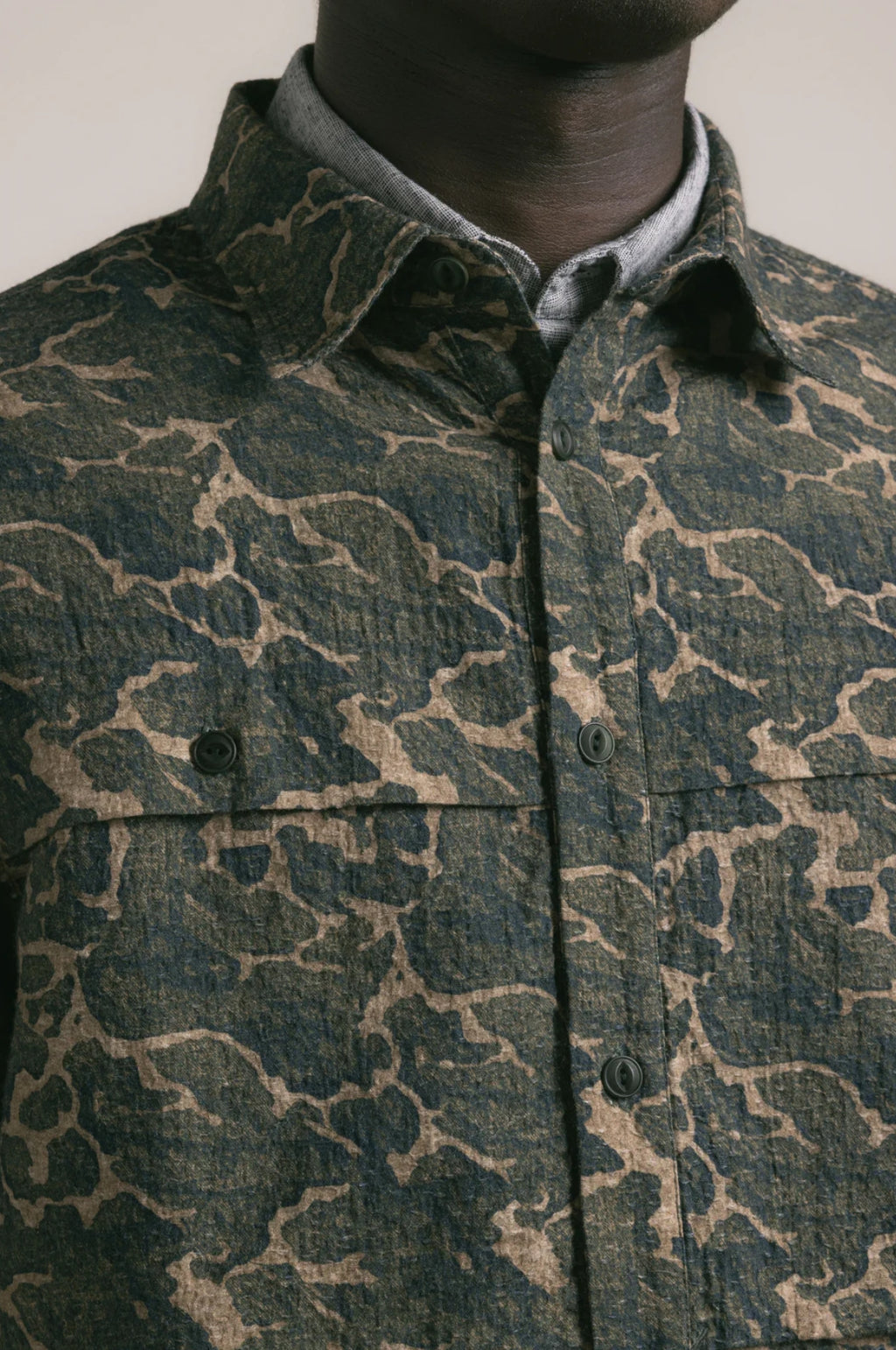 Taymount Overshirt Olive Landscape Print