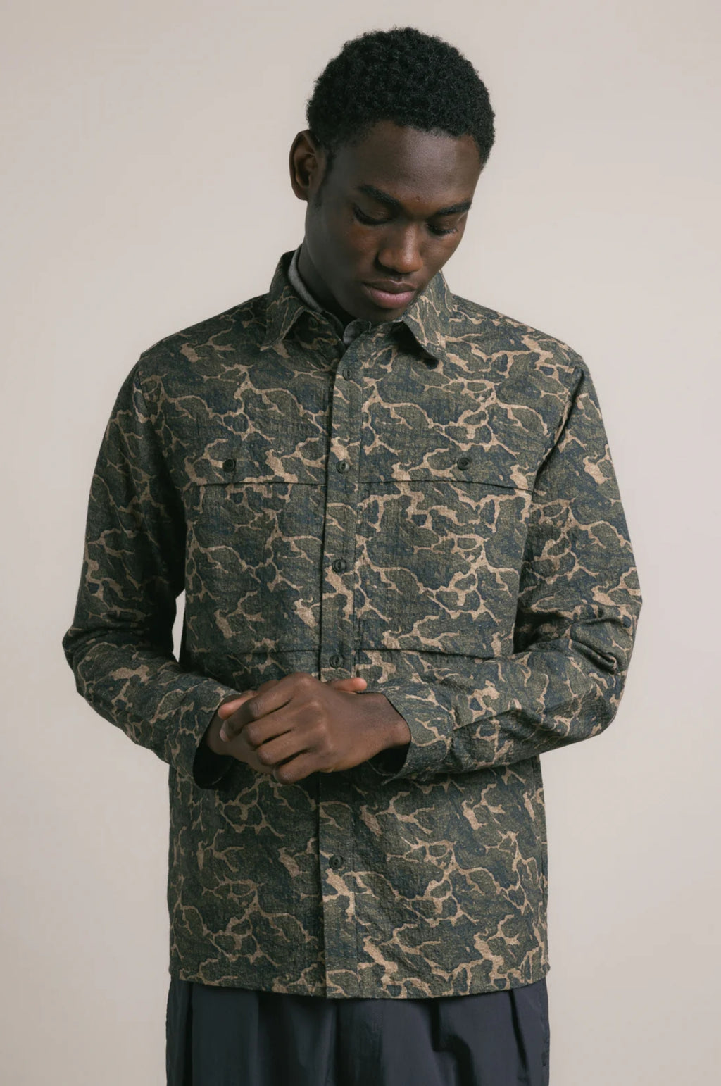 Taymount Overshirt Olive Landscape Print