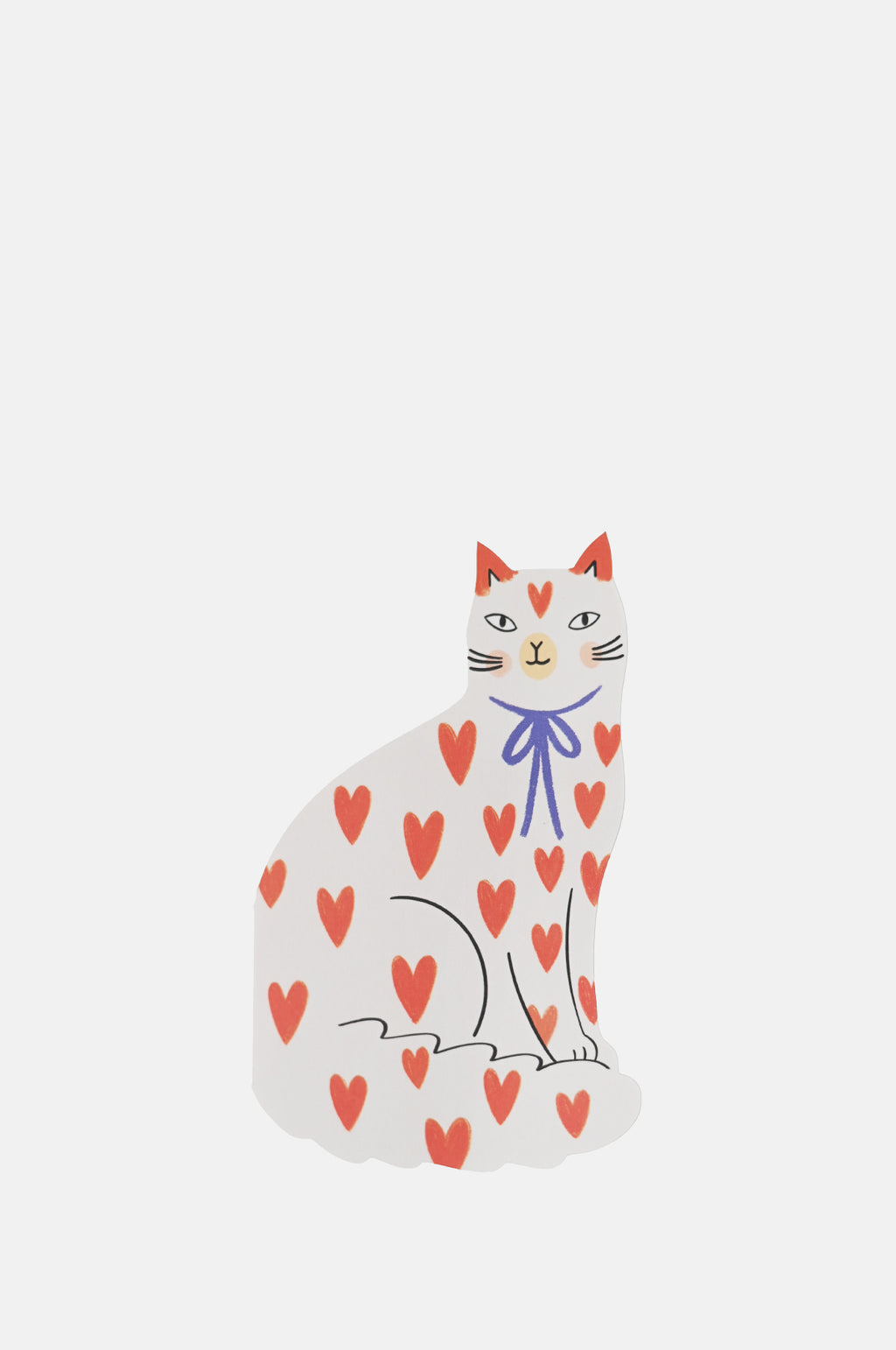 Kitty Kenda Sitting Kitty Shaped Greeting Card Love Heart.