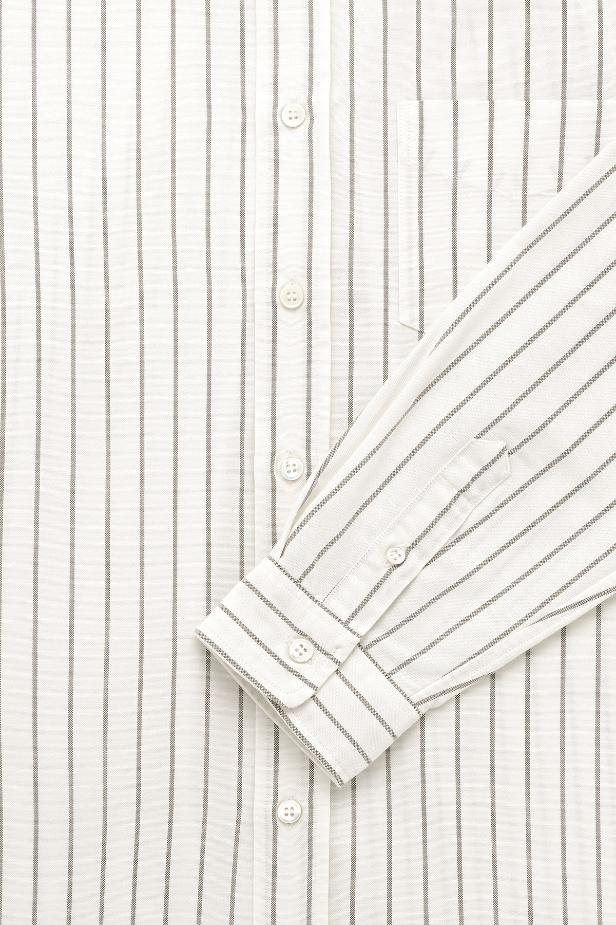 Beefy Cotton Oxford Bone & Olive Stripe
