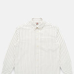 Knickerbocker Beefy Cotton Oxford Bone & Olive Stripe.