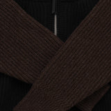 Cabin Rib Zip Lambswool Sweater Deep Brown