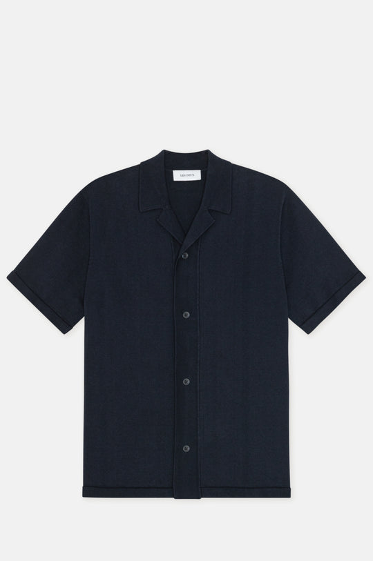 Emmett Arabesque Knitted SS Shirt Dark Navy