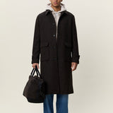 Herringbone Wool Coat Mole Brown
