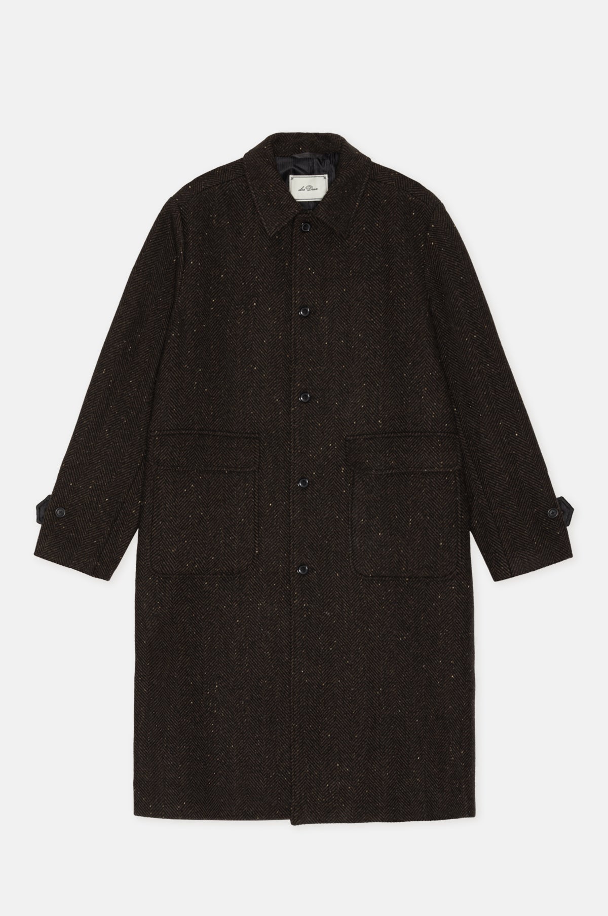 Les Deux Herringbone Wool Coat Mole Brown.